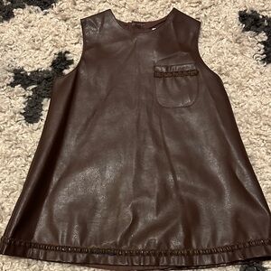 FeFe | Italian Leather Brown Leather Sleeveless Dress